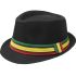 Black Adult Trilby Set with Rasta Strip Band