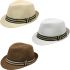 Straw Trilby Fedora Hats with Striped Band