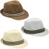 Straw Trilby Fedora Hats with Striped Band