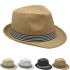 Adult Straw Trilby Fedora Hat Set with Strip Band