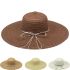 Wide Brim Straw Beach Hat Set Plain Colors