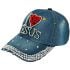 Rhinestone Bling Baseball Caps - 'I Love Jesus' Rhinestone Design