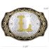 Golden Initial L Belt Buckles with Black Background