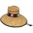 Straw Summer Hat with Mexican Flag on Black Bandana