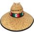 Straw Summer Hat with Mexican Flag on Black Bandana