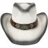 White Western Cowboy Hats - Black Shaded Paper Straw with Bull Style Leather Band