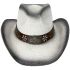 Paper Straw Eagle Style Leather Band White Western Cowboy Hat - Black Shade 