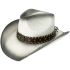 High Quality Paper Straw White Western Cowboy Hat with Bull Leather Laced Edge Band - Black Shade 