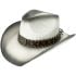 High Quality Paper Straw Black Shade Western Cowboy Hat with Eagle Leather Laced Edge Band