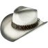 High Quality Paper Straw Black Shade White Western Cowboy Hat with Eagle Leather Laced Edge Band