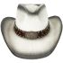 High Quality Paper Straw Black Shade White Western Cowboy Hat with Eagle Leather Laced Edge Band