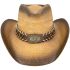 Paper Straw Brown Cowboy Hat with Star Leather Laced Band