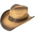 Paper Straw Brown Cowboy Hat with Star Leather Laced Band