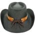 Paper Straw Eagle Style Black Western Cowboy Hat with Turquoise Beaded Band