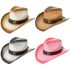 Western Cowboy Hats - Paper Straw Mix Color Shade Bull Style Leather Band