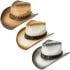 Paper Straw Mixed-Color Shade Star Style Leather Banded Western Cowboy Hat