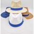 Blue Color Band Flat Brim Straw Summer Hat