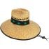 Straw Summer Hat with Green Marijuana on Black Bandana