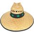 Straw Summer Hat with Green Marijuana on Black Bandana