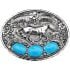 Silver Horse Buckles with Turquoise Beads