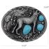 Howling Wolf Belt Buckles with Turquoise Beads