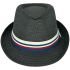 Casual Straw Trilby Fedora Hat with Blue-Red-White Strip Band Blue-Red