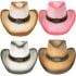 Paper Straw Shaded Bull Laced Band Mix Color Western Cowboy Hat