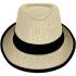 Brown Straw Trilby Fedora Hat with Black Strip Band