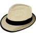 Brown Straw Trilby Fedora Hat with Black Strip Band