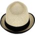 Brown Straw Trilby Fedora Hat with Black Strip Band