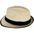 Brown Straw Trilby Fedora Hat with Black Strip Band