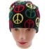 Bulk Green Red Yellow Peace Sign Pattern Beanie Hat