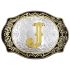 Golden Initial J Belt Buckles