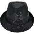 Eye-Catching Sparkling Black Sequin Trilby Fedora Hat