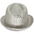 Sparkling Silver Sequin Party Trilby Fedora Hat