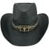 Vintage Black Cowboy Hat with High Quality Bull Buckle and Floral Emroidered Band