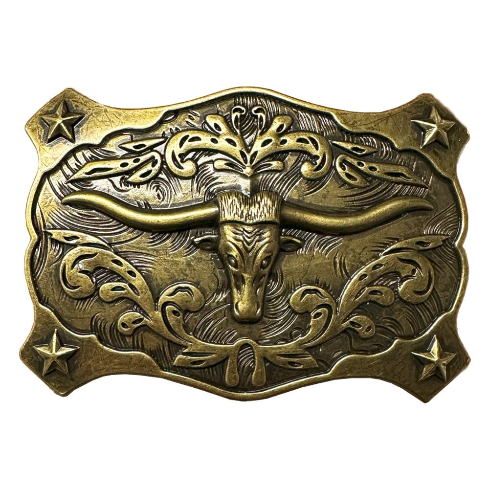 Bull Belt Buckle Dark Golden Design