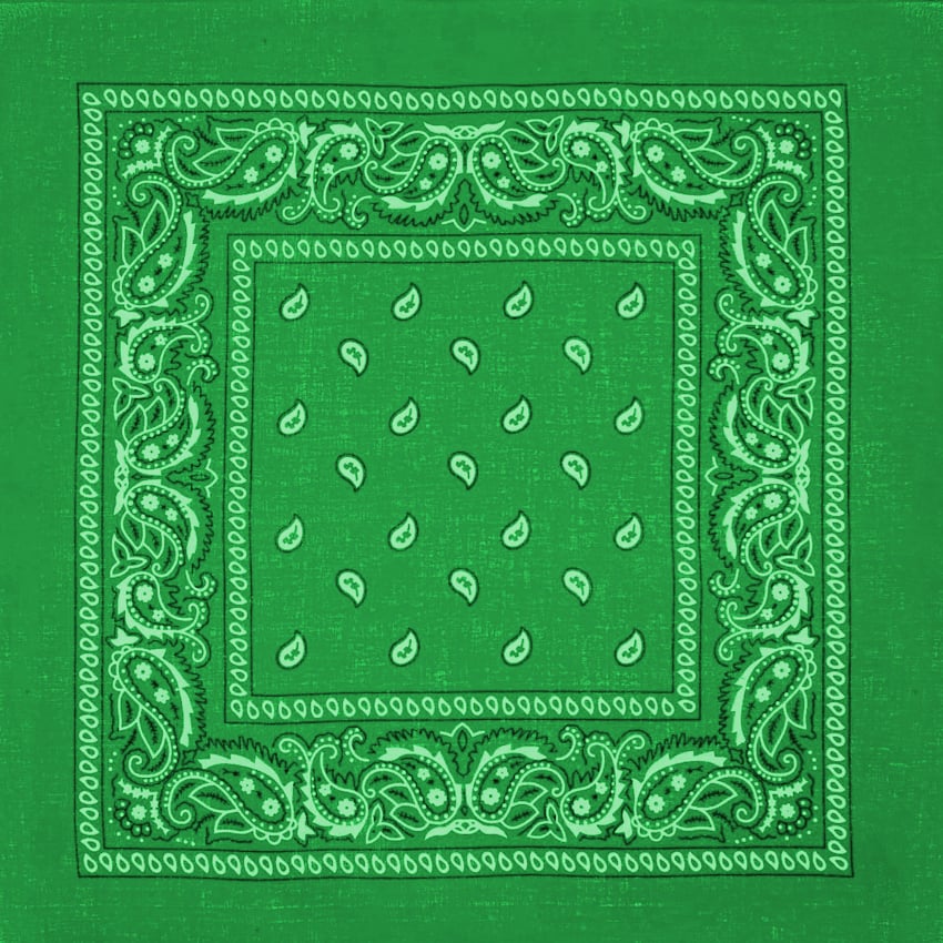 Dark Green Paisley Print Polyester BANDANAs