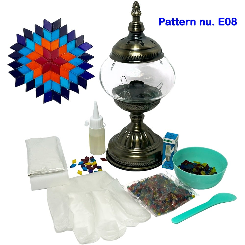 DIY Mosaic Lamp Set - Hot'n Cold Flower Pattern on Round Ball Table Lamp