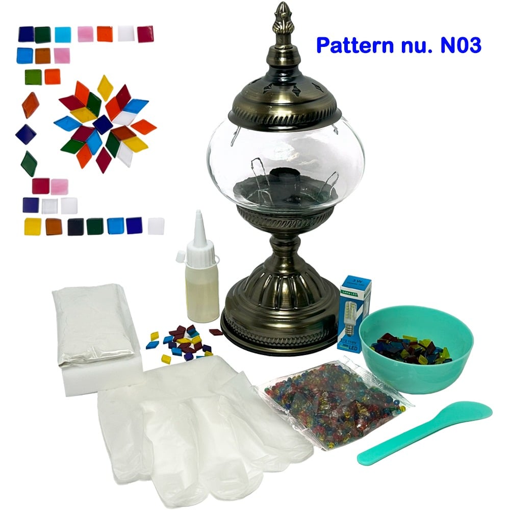 DIY MosAic LAmp SEt - Colorful STAR PAttErn on Round BAll TAblE LAmp