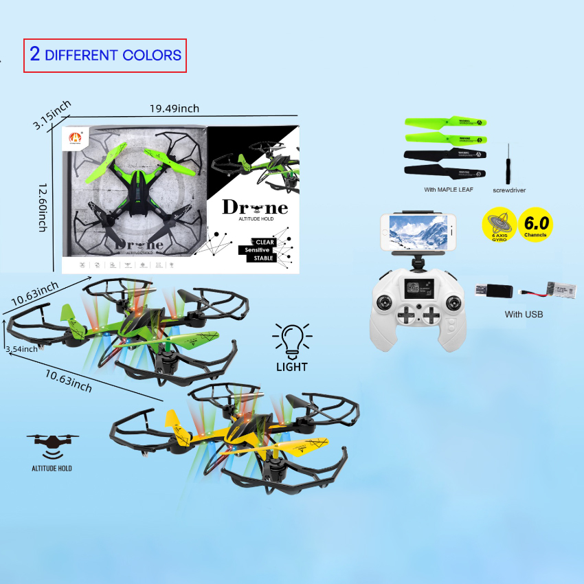 RC Drone Set - Green & Yellow | 2 Drones in Set