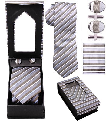 Grey Striped TIE Set