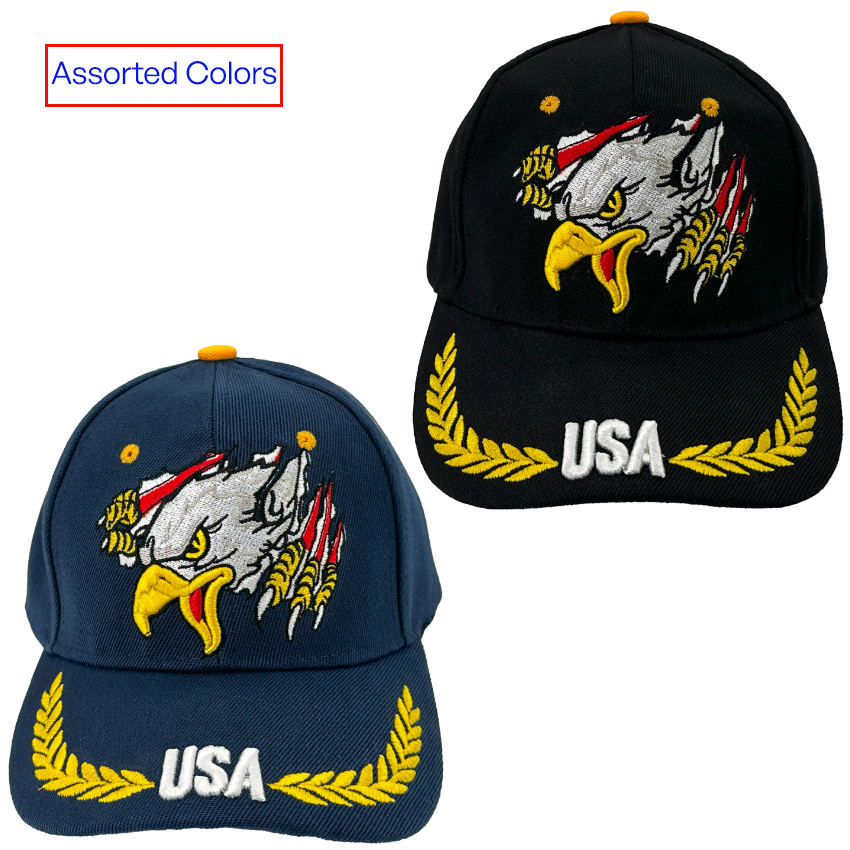 Hunting Eagle Embroidered Caps with Assorted Colors - USA design