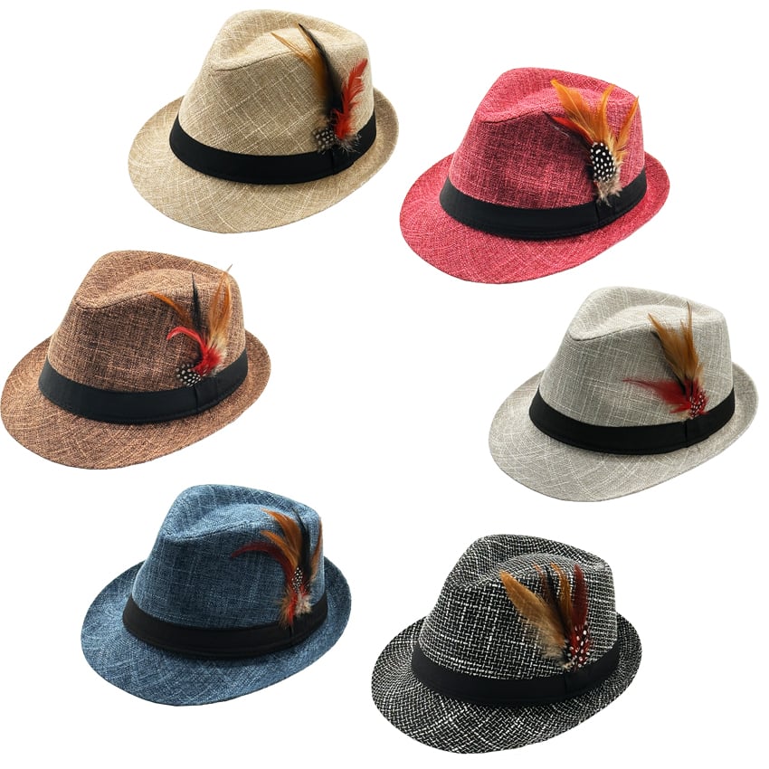 Fedora HAT Set with Feathers - Trilby Fedoras