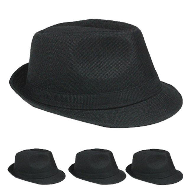 Crushable BLACK Adult Casual Trilby Fedora Hat