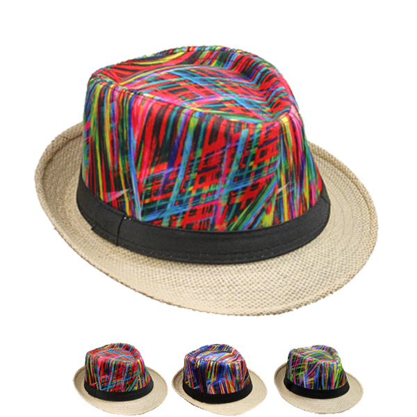 Mix Color Hawaiian Style Trilby Fedora HAT Set