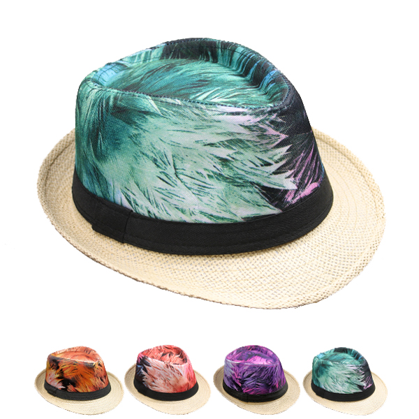 Hawaiian Style Trilby Fedora HAT Set - Multicolor