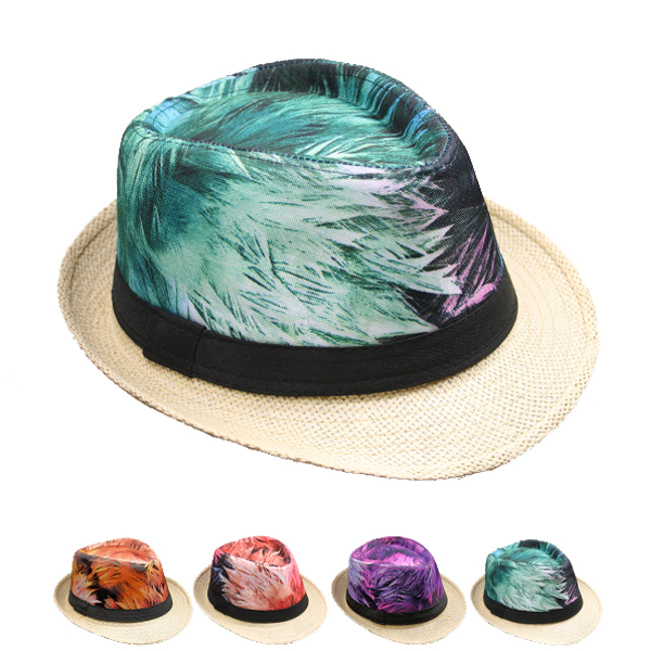 HAWAIIAN Style Trilby Fedora Hat Set - Multicolor