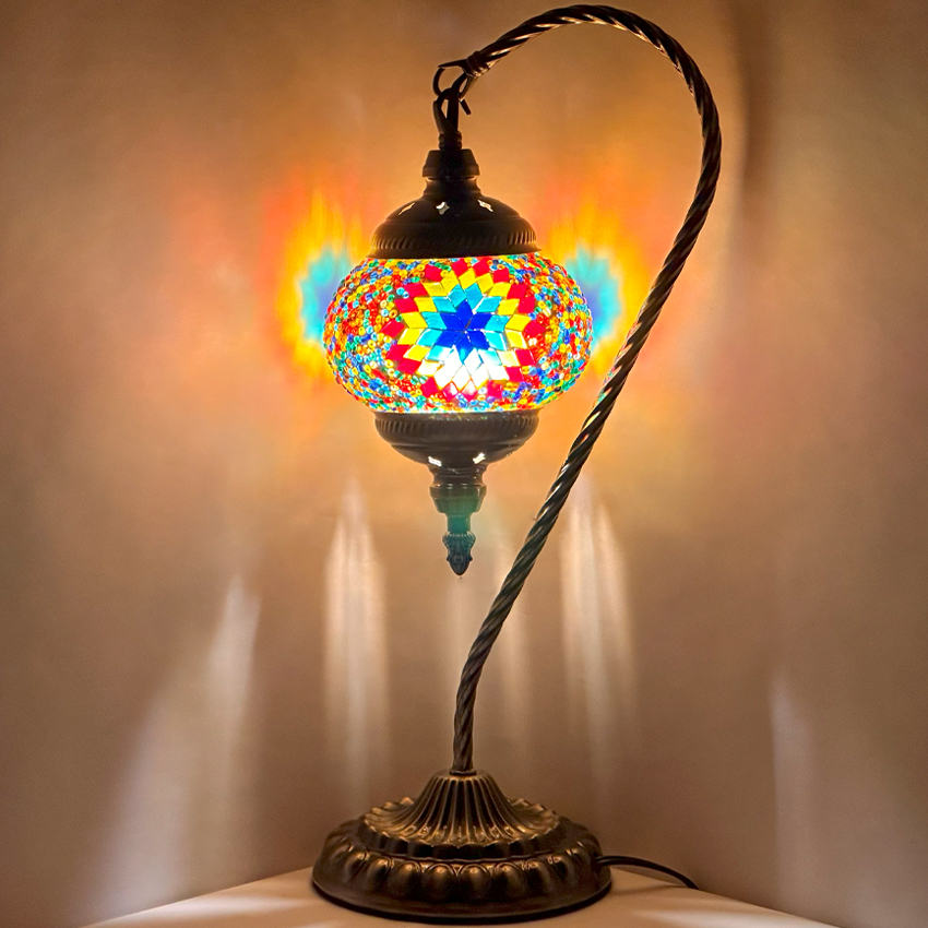 Fire Petal Swan Neck Handmade Mosaic Lamp - Without Bulb