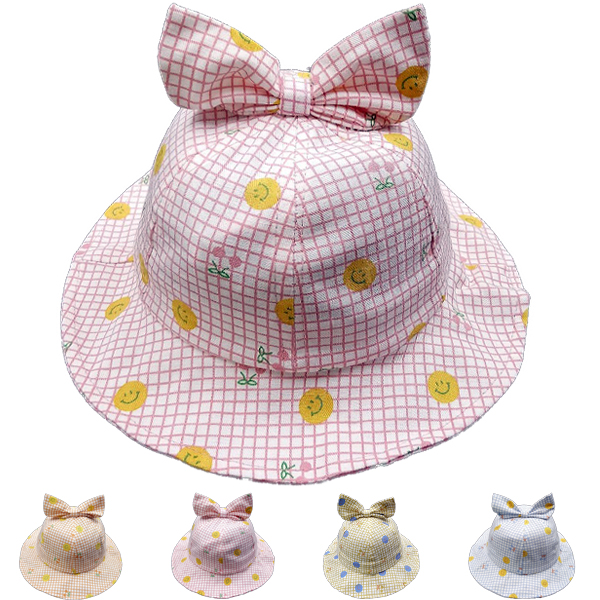 Smiley Face With Bow Sun Summer HAT for Babies